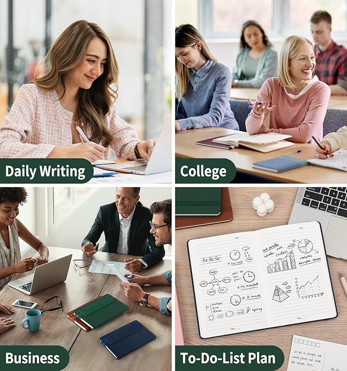 Lined Journal Notebook for Work, A5 Leather Notebook with Pen Holder, 100GSM/160 Pages Thick Paper, Daily Journals for Writing, School, Note Taking, Business, Travel, College Ruled-DeskLoop Office