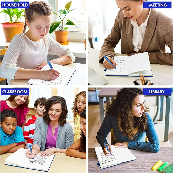 12 Pack Notebooks Journals Bulk with 12 Black Pens, Feela A5 Hardcover Notebook Classic Ruled Journal Set with Pen Holder for School Business Work Travel Writing, 120 GSM, 5.1”x8.3”, Navy-DeskLoop Office