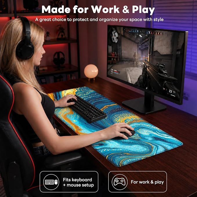 Desk Mat, Big Desk Pad, 31.5x11.8 Inches Extended Big Gaming Mouse Pad - Image 7