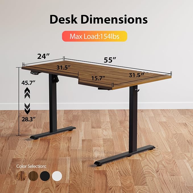 Agilestic Electric Standing Desk, L-Shaped 55 Inches Height Adjustable Desk - Image 3
