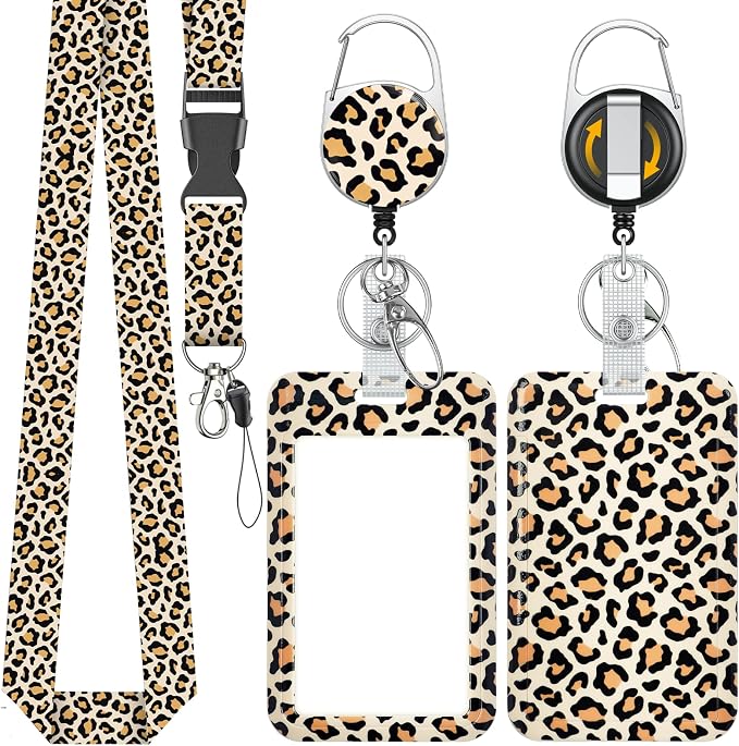 Uniclife Fashionable Sliding Badge Holder Orange Leopard Print Plastic Case by UnicLife