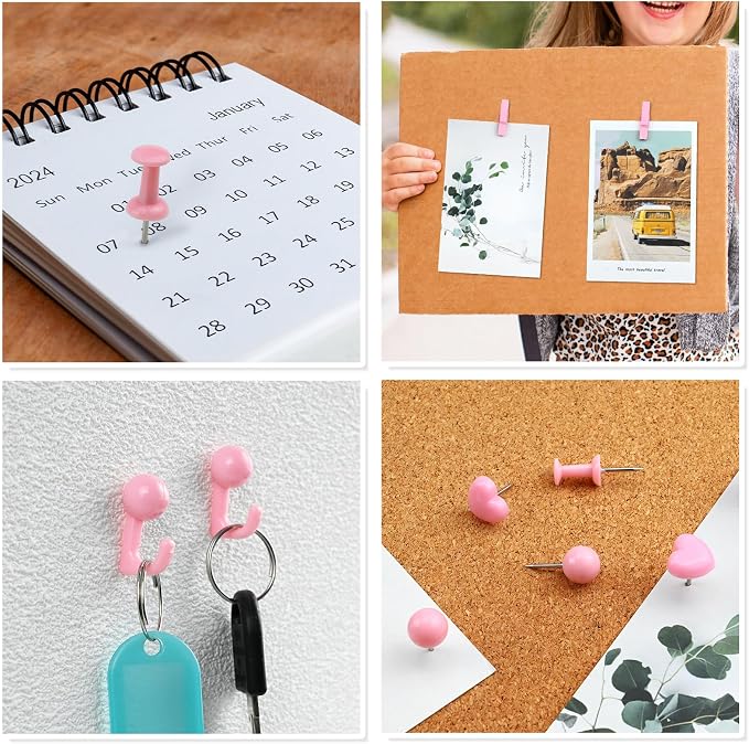 260 Pcs Push Pins Set 5 Styles Pink Thumb Tacks Cute Push Pins - Image 6