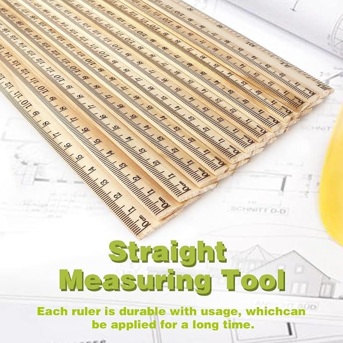 ZZTX 3 Pack Wooden Ruler 12 Inch Rulers Bulk Wood Measuring Ruler - Image 4
