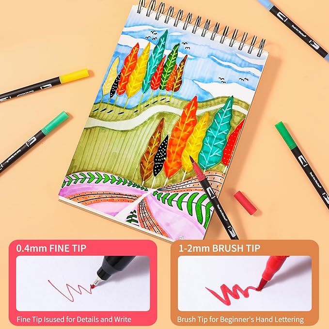 Double Brush Marker Pens, 120 Colors Art Markers Set with Fine Tip and Brush Tip for Kids Adult Coloring Book Hand Lettering Calligraphy Drawing Art Supplies Kit-DeskLoop Office