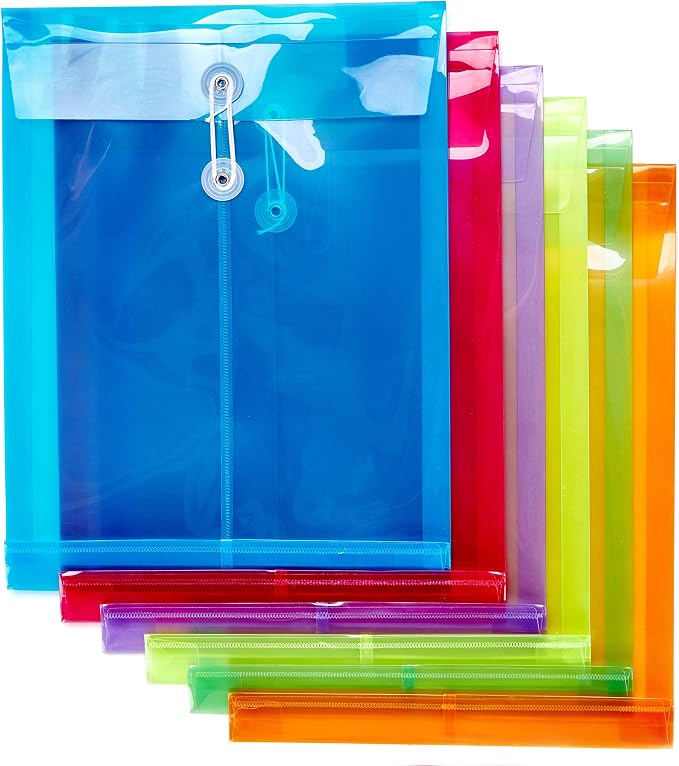 6 Pack Plastic Envelopes Poly Envelopes Expandable Files Document Folders by JIZISO