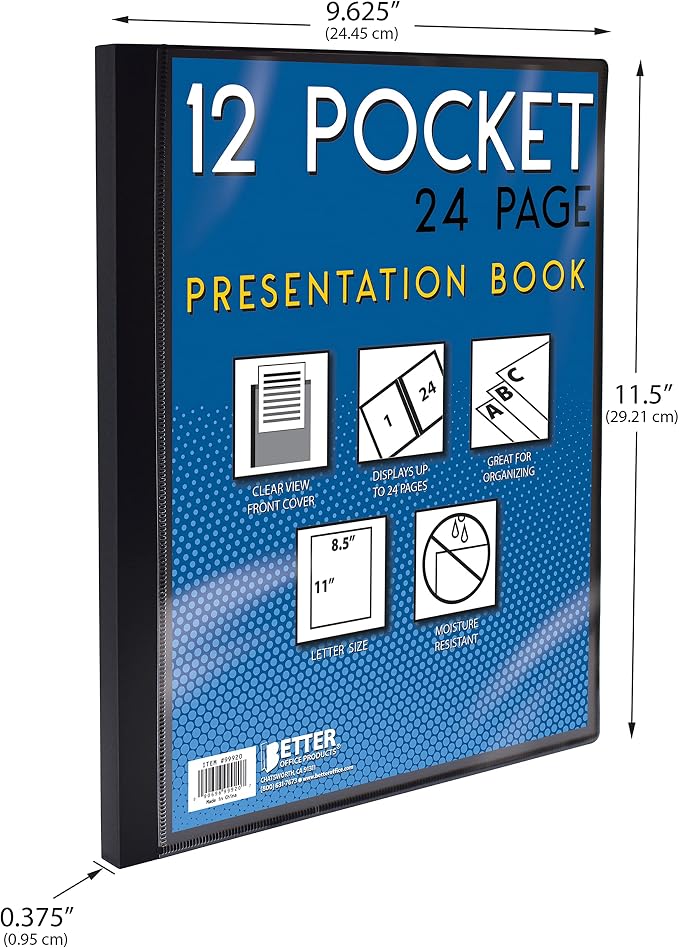 Better Office Products 12 Pocket Bound Presentation Book, 24 Sheet Protector - Image 6