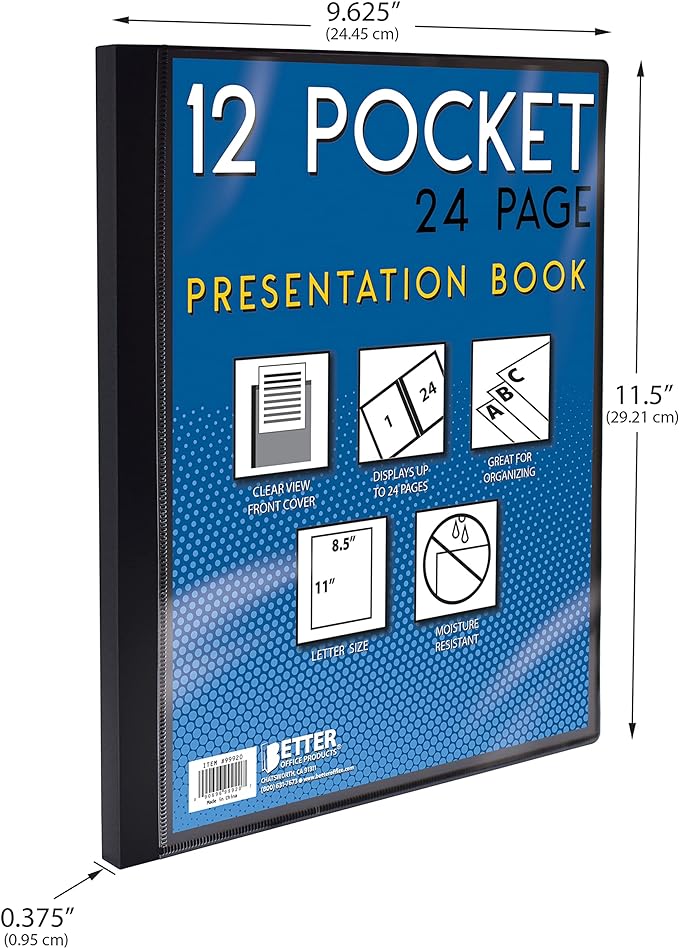Better Office Products 12 Pocket Bound Presentation Book, 24 Sheet Protector - Image 6