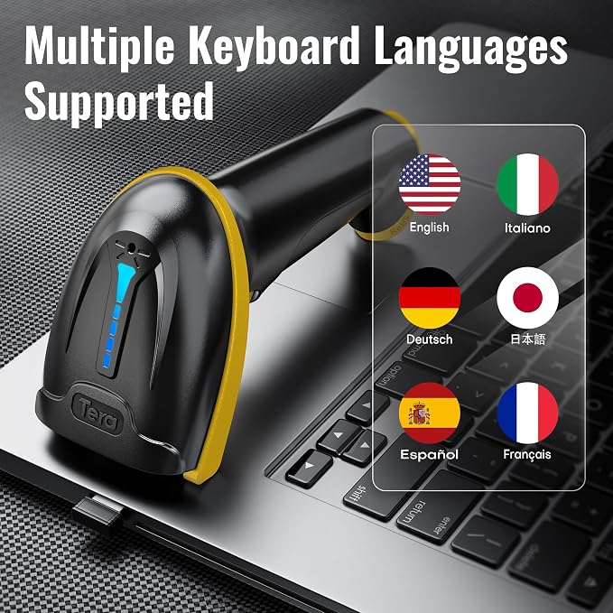 Tera Barcode Scanner with Battery Indicator: 1D Wireless, 5100 Yellow | USB - Image 9