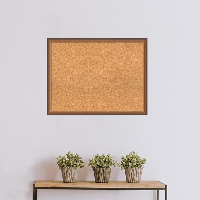 Amanti Art Natural Cork Board for Wall, 26x34 Vision Board with Bronze Frame, Large Corkboard Office Decor for Home Organization, Modern Corkboard Pinboard to Display Items for Home Organization in-DeskLoop Office