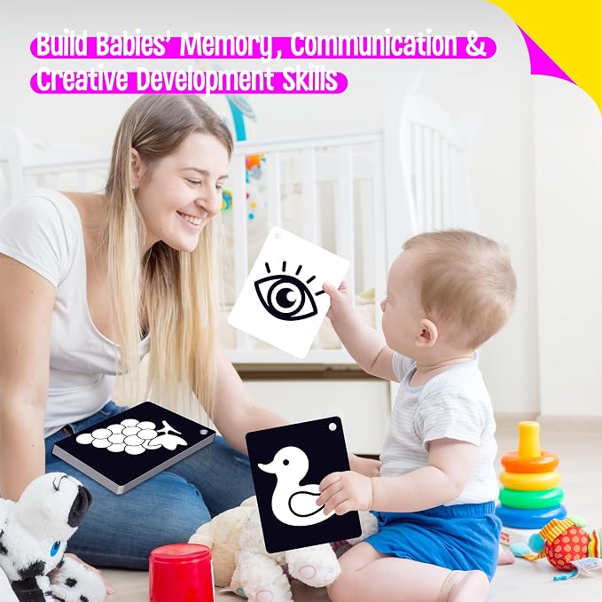 50PCS High Contrast Baby Flashcards, 100 Pages Black & White Visual Stimulus - Image 6