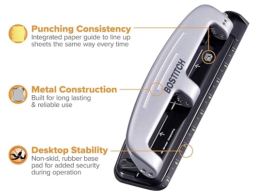 Bostitch Office inPRESS 12 Reduced Effort Three-Hole Punch - Image 6