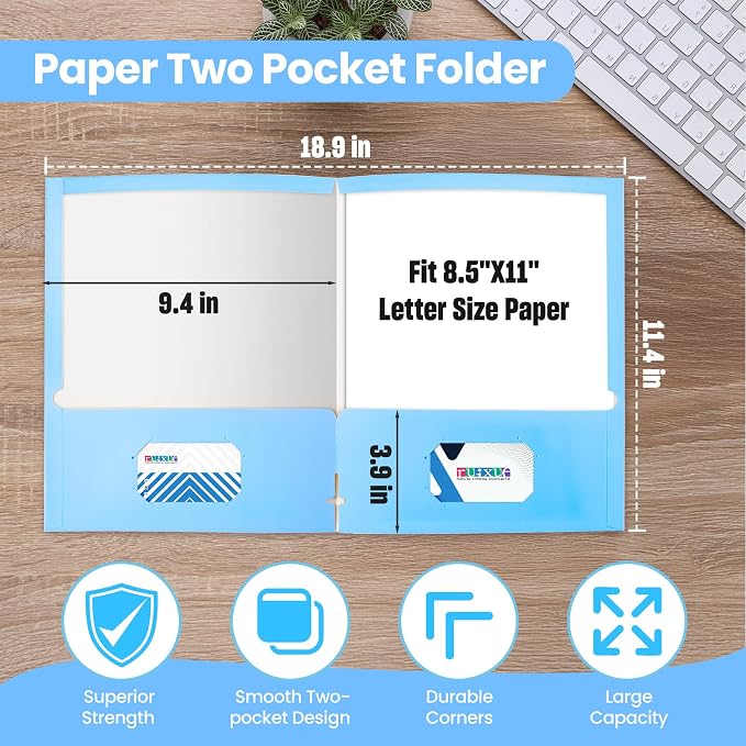 BIBRADAA® 50 Packs Blue Folders - Image 2
