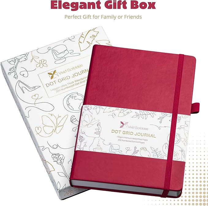 Dotted Journal – 140gsm Bleed Proof Thick White Paper – 200 Numbered Dot Grid Pages – 5.8 x 8.3 inch Bullet Dotted Notebook-DeskLoop Office