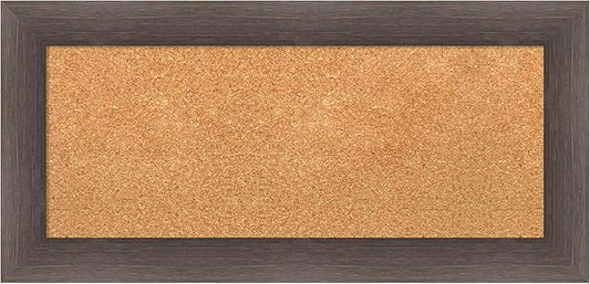 Amanti Art Natural Cork Board for Wall, 17x35 Vision Board with Brown Wood Frame, Medium Corkboard Office Decor for Home Organization, Country Rustic Corkboard Pinboard to Display Items for Home-DeskLoop Office