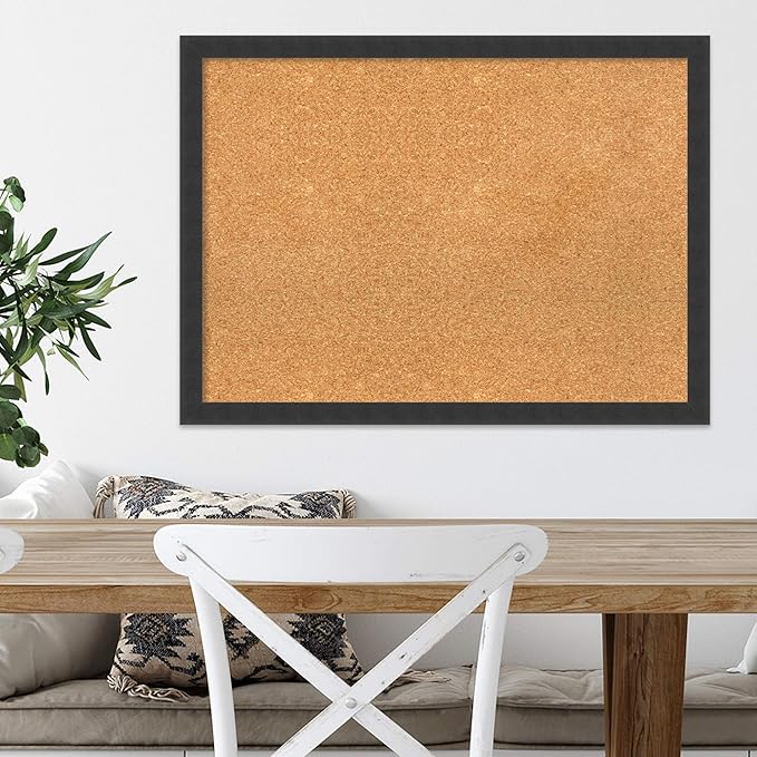 Amanti Art Natural Cork Board for Wall, 22x30 Vision Board with Black Wood Frame, Medium Corkboard Office Decor for Home Organization, Modern Contemporary Corkboard Pinboard to display items for home-DeskLoop Office