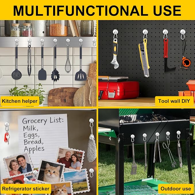 DIYMAG Magnetic Hooks, 4 Pack 200LBS Heavy Duty Neodymium Magnet Hooks | Swivel - Image 6