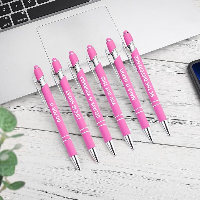 PASISIBICK 12 Pieces Pink Inspirational Motivational Quotes Snarky Screen Touch - Image 2