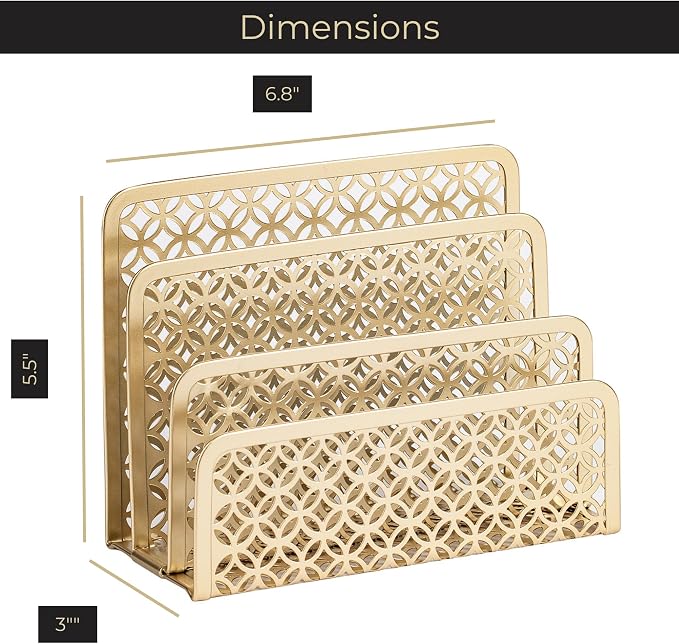 BLU MONACO | Gold Desk Mail Organizer - Image 6