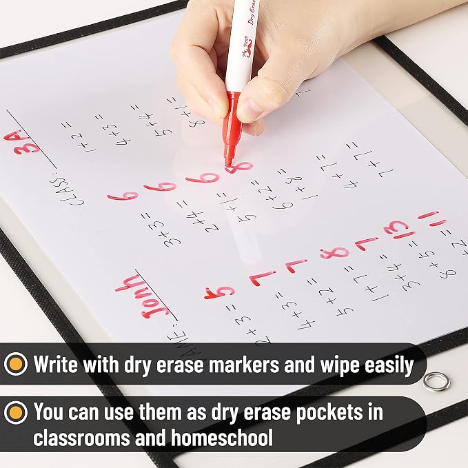 Mr. Pen- Reusable Dry Erase Pocket Sleeves, 10.2" x 14", 6 Pack, Ticket Holders - Image 6