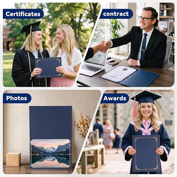 72 Packs Certificate Covers, 250gsm Navy Blue Diploma Holders - Image 6