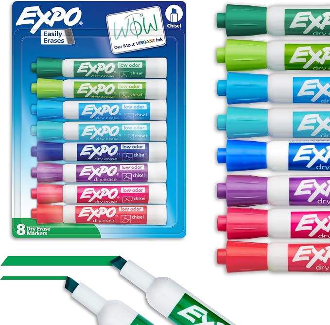 EXPO Dry Erase Markers, Low Odor Ink, Chisel Tip, Organization, Essential by Unknown