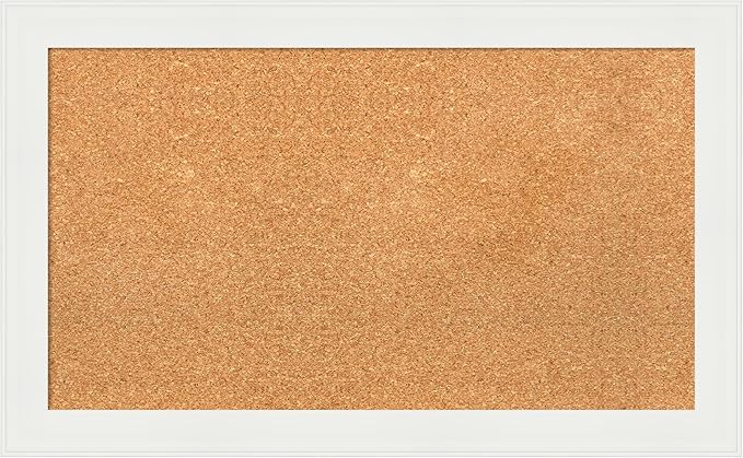 Amanti Art Natural Cork Board for Wall, 19x31 Vision Board with White Frame, Medium Corkboard Office Decor for Home Organization, Casual Corkboard Pinboard to Display Items for Home Organization in-DeskLoop Office