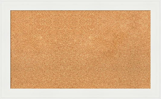 Amanti Art Natural Cork Board for Wall, 19x31 Vision Board with White Frame, Medium Corkboard Office Decor for Home Organization, Casual Corkboard Pinboard to Display Items for Home Organization in-DeskLoop Office