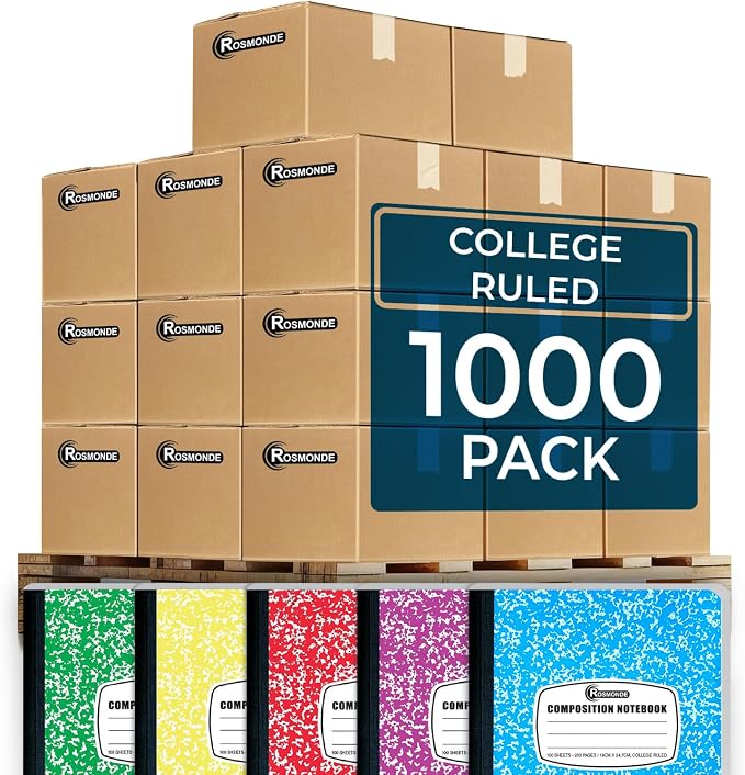 Rosmonde 1000 Pack Composition Notebook Bulk, College Ruled, Pallet of by Rosmonde