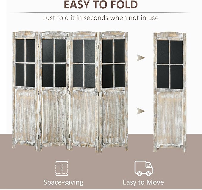 NicBex Room Divider 4 Panel Room Dividers with Black Boards Partition Room Dividers and Folding Privacy Screens 5.6 FT Wall Divider for Home, Office, Room Separation,70.75"W x 0.75"D x 69.75"H,Natural-DeskLoop Office