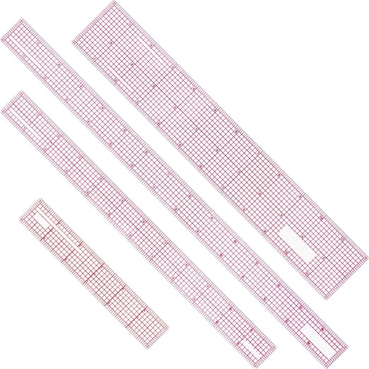 Pelopy 4 Pieces Clear Plastic Ruler Grid Transparent Ruler Plastic Straight by Unknown