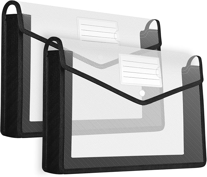 HOUYEE 2 Pack Plastic Expanding File Folder, Envelope File Folder Organizer by HOUYEE