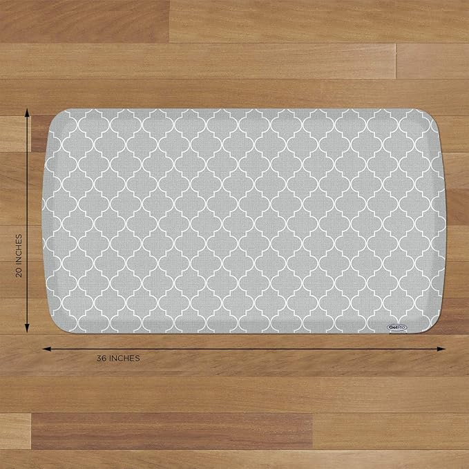 GelPro Elite Trellis Light Grey Kitchen Comfort Mat, 20" x 36-DeskLoop Office