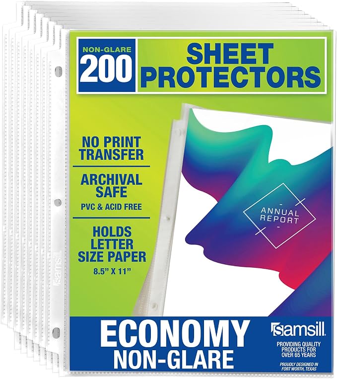 Samsill 200 Pack Sheet Protectors, 8.5x11 Inch Page Protectors by Samsill