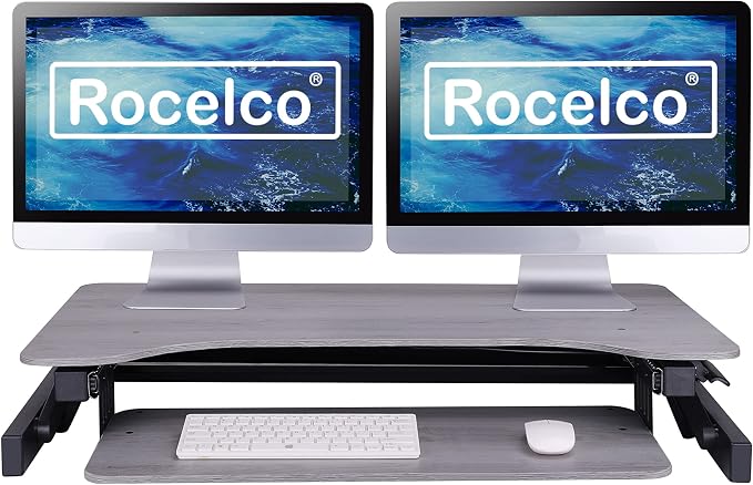 Rocelco 37.5" Deluxe Height Adjustable Standing Desk Converter - Image 4