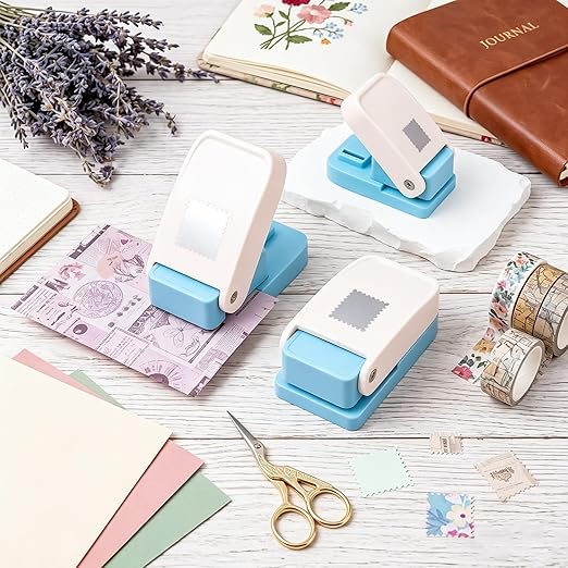 3 Pcs Stamp Punch, 1x0.8inch/0.6x0.5inch Mini Rectangle Postage Stamps Punches - Image 2