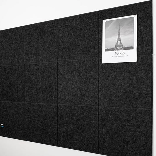 AKTOP Black Cork Bulletin Board 47"x35", 12 Pack Removable Felt Cork Board Tiles by Buynow