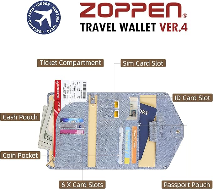 ZOPPEN Mulit-purpose Rfid Blocking Passport Holder Travel Wallet Passport and - Image 5
