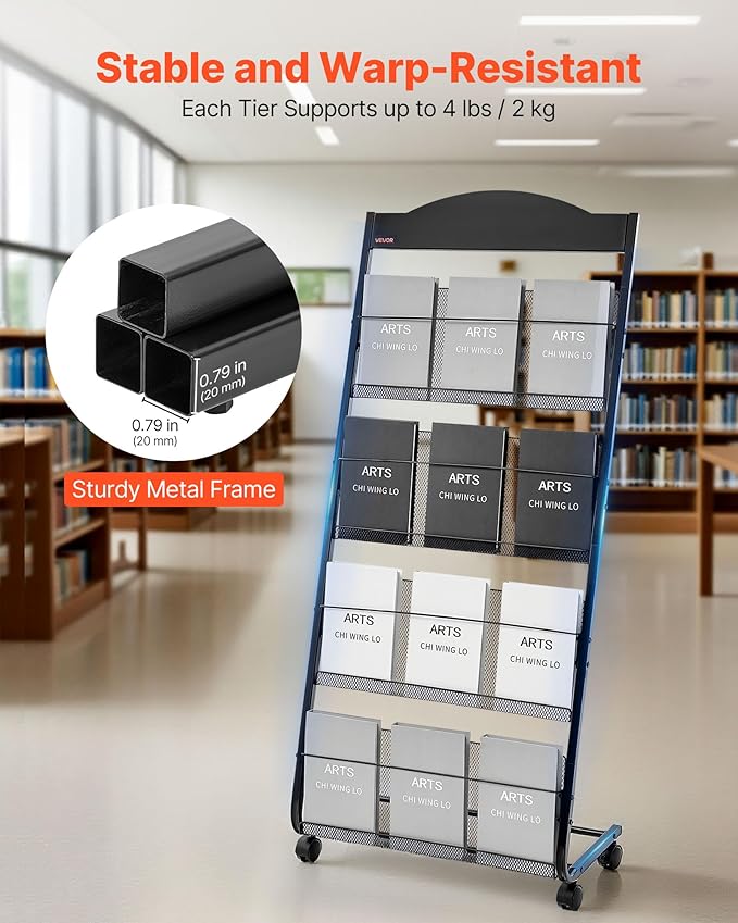 VEVOR Brochure Display Rack, 4-Tier Magazine Literature Display Stand - Image 3