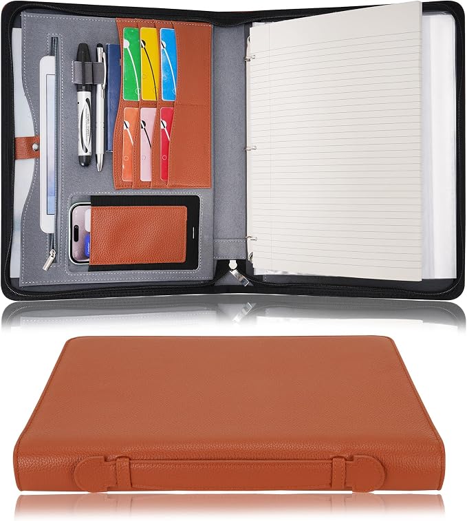 Wonderpool Travel Zippered Portfolio 3 Ring Binder A4 Padfolio Document Case by Wonderpool