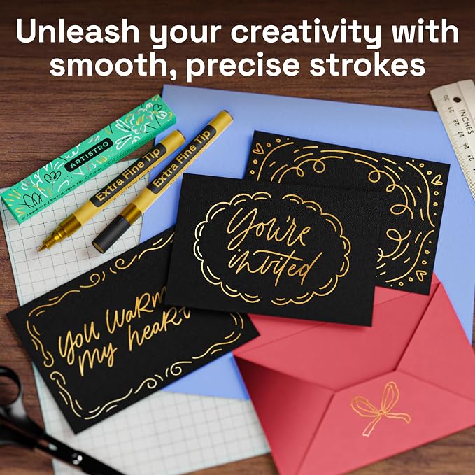 ARTISTRO 2 Gold Acrylic Paint Markers - Image 2