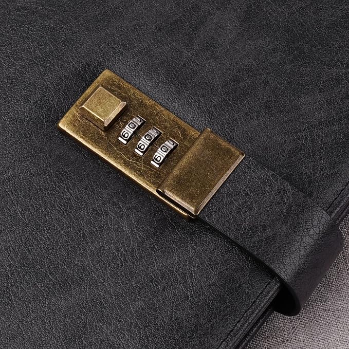 WEMATE Diary with Lock, A5 PU Leather Journal with Lock 240 Pages, Vintage - Image 8