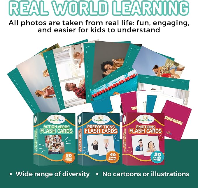 149 Prepositions, Emotions & Action Verbs Flash Cards Set - Image 8