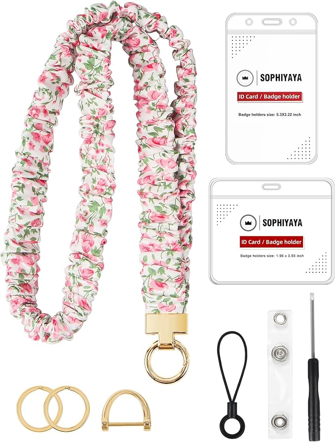 Scrunchie Lanyard for ID Badge Holder, Cute Teacher Lanyard for Women by SOPHIYAYA