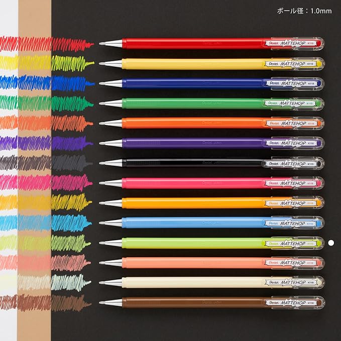 Pentel Color Ballpoint Pen Matte Hop Yellow Green 10 Pens K110-VK - Image 6