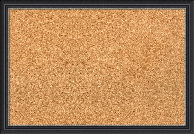 Amanti Art Natural Cork Board for Wall, 18x26 Vision Board with Black Wood Frame, Medium Corkboard Office Decor for Home Organization, Traditional Corkboard Pinboard to display items for home-DeskLoop Office
