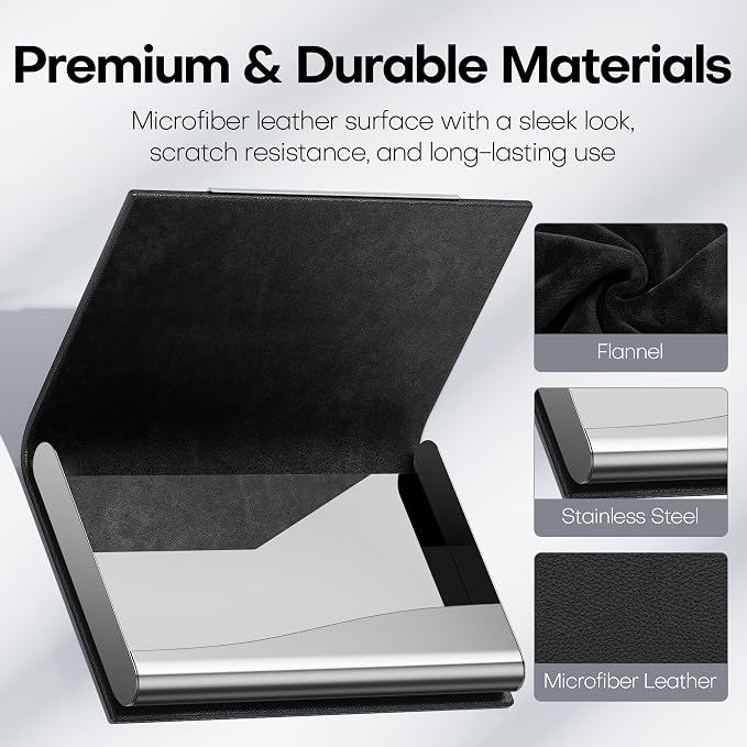 Padike Business Card Holder/ Case Professional PU Leather & Stainless Steel - Image 3