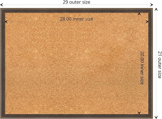 Amanti Art Natural Cork Board for Wall, 21x29 Vision Board with Brown Wood Frame, Medium Corkboard Office Decor for Home Organization, Modern Contemporary Corkboard Pinboard to display items for home-DeskLoop Office