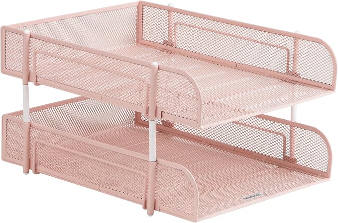 Mind Reader Stackable Paper Tray, Desktop Organizer, File Storage, Metal Mesh - Image 7
