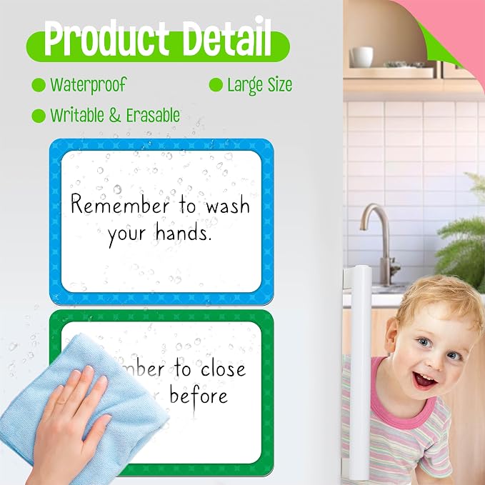 5 PCS Large Magnetic Labels, 5 Colors Reusable Dry Erase Blank Magnets Write & - Image 6