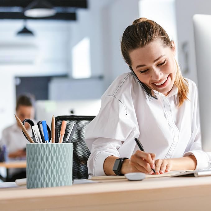 Pencil Holder - 360° Rotation, 5 Slot Desk Supplies - Image 2